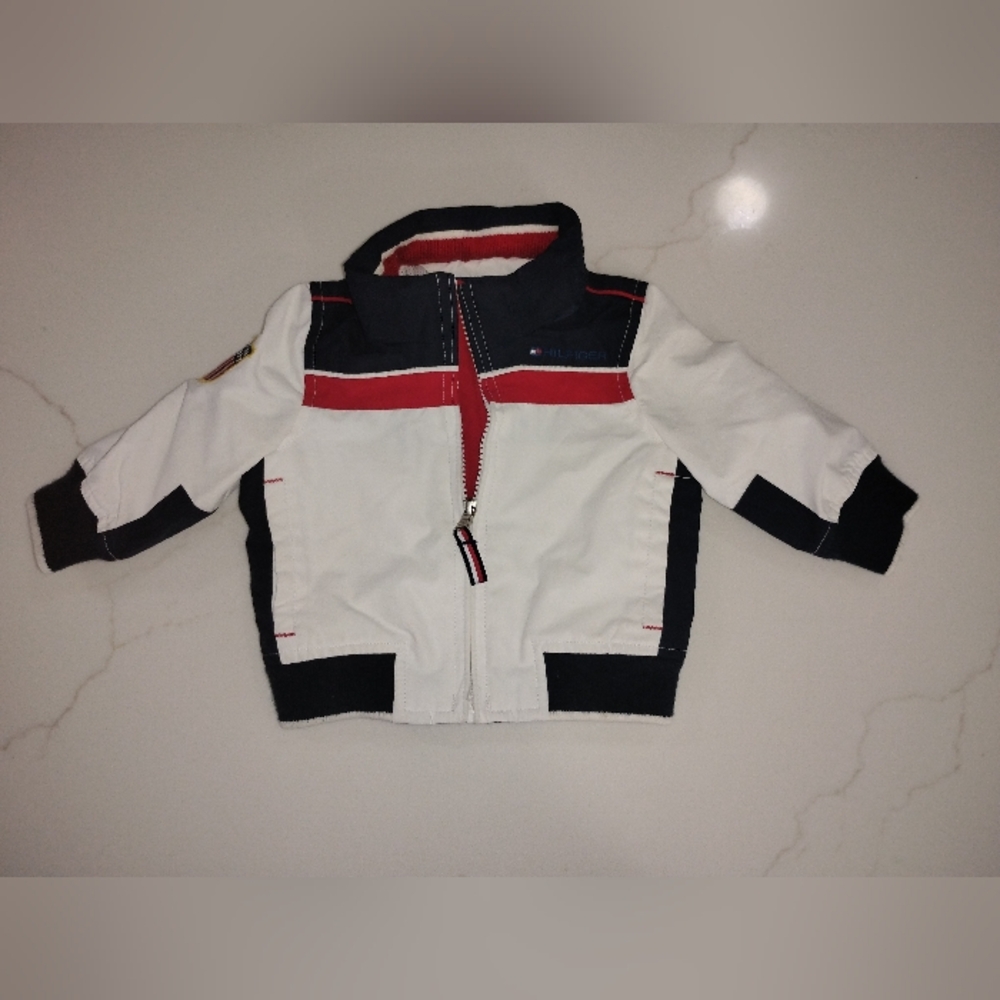 Tommy Hilfiger White and Red Baby Jacket Size 3-6mo
